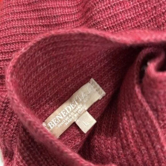 Benedetta B sweater Womens L red turtle neck 3587 Merino Wool Blend - Picture 3 of 5